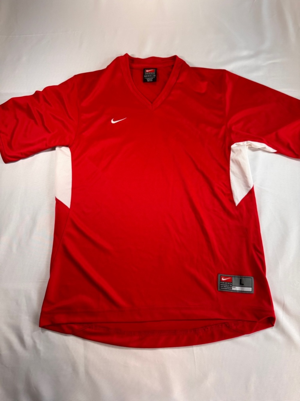 Nike Team Men's Red Performance V-Neck Jersey Shirt Size Large